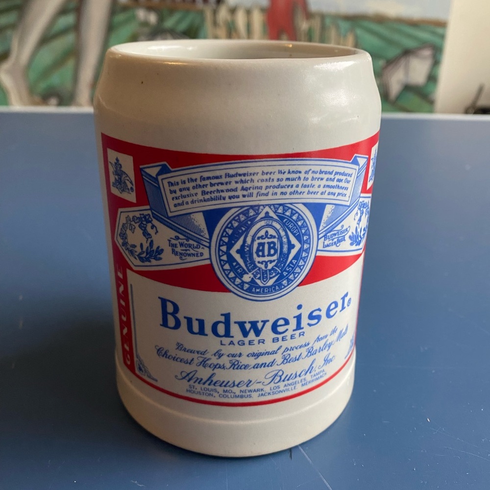 Vintage Budweiser Beer Stein/Mug , Ceramarte Brazil